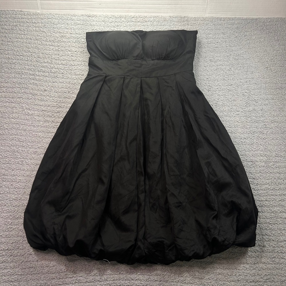 Forever 21 Bubble Hem Dress Strapless Mini Black S 2004 VTG Y2K Coquette Party